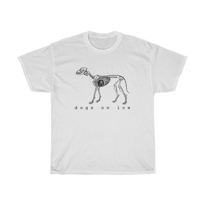 dogs on ice - dog skeleton - unisex heavy cotton tee - various colors
